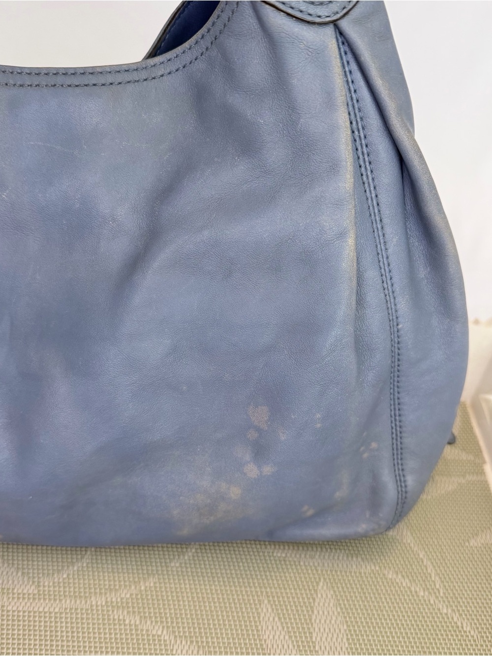 COACH Madison Maggie Denim Blue Loved Leather Hobo Y2K Shoulder Bag Purse 14336 - Picture 10 of 16